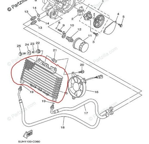Imagen 4 de 4 de Radiador Aceite Yamaha Grizzly 350 Original Solomototeam