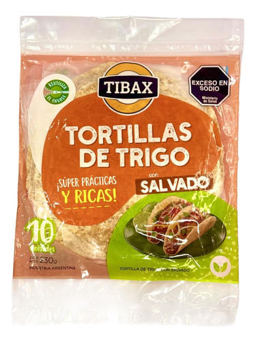Tortillas De Trigo Con Salvado Tibax 10 Unidades 15cm
