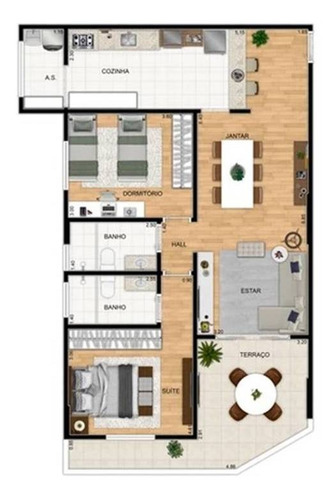 Imagem 11 de 15 de Apartamento, 2 Dorms Com 93.76 M² - Aviação - Praia Grande - Ref.: Ter67 - Ter67