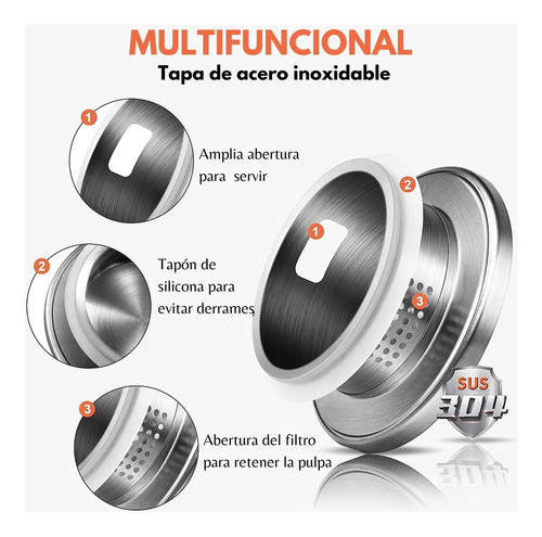 U Chef Jarra Vidrio Grueso Y Resistente Con Tapa De 2 Litros Color Transparente