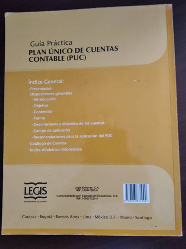 Plan Único De Cuentas Contable (puc) - Legis, 5a Ed. (Usado)
