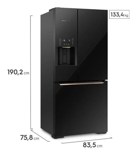 Geladeira/refrigerador 538 Litros 3 Portas Preto Efficient Black - Electrolux - 110v - Dm86v