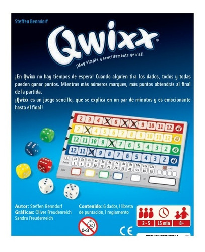Imagen 2 de 4 de Juego De Mesa | Qwixx | Un Juego Simple Y Genial