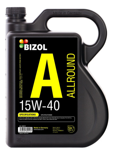 Aceite Mineral Sae 15w-40 Bizol Allround 5 Litro