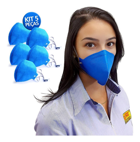 Imagem 1 de 8 de Kit 5 Máscaras Proteção Respiratória N95 Pff2 Sem Válvula