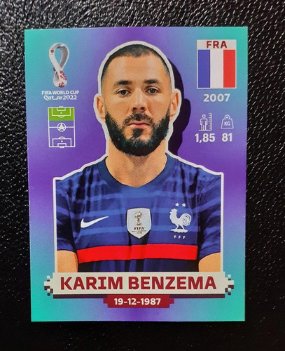 Figurita Mundial Qatar 2022 Azul Europea Karim Benzema