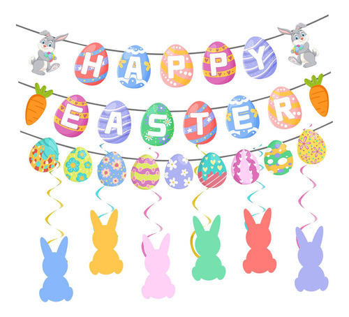 Pancarta De Pascua Feliz, Decoración Colgante De Estilo B