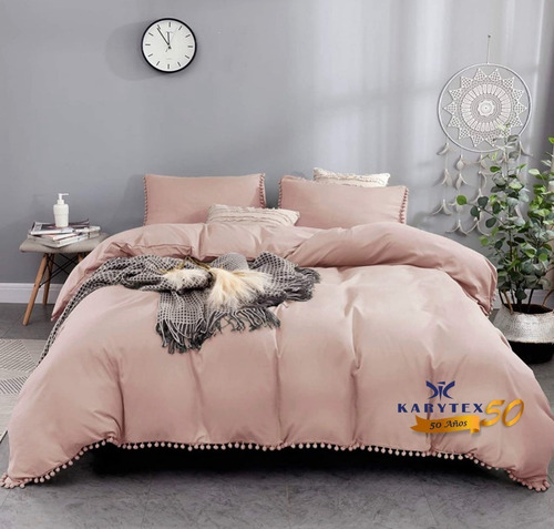 Imagen 2 de 3 de Funda Duvet Sencillo Pompon Rosado