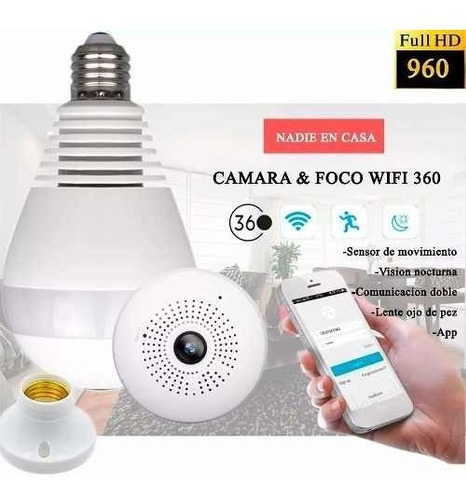 Camara Espia Foco Wifi 3d Monitoreo Desde Celular 360 Grados