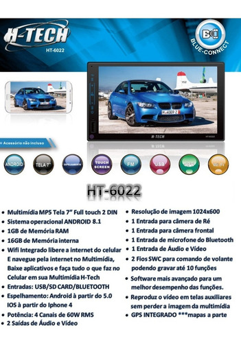 Imagem 3 de 4 de Central Ht-6022 16gb Android Camera Moldura Ford Ka 14 A 18