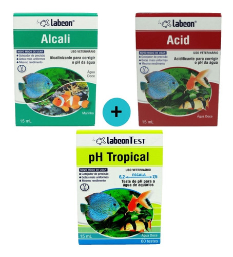Kit Alcon Acid 15ml + 1 Alcali 15ml + 1 Ph Tropical 15ml