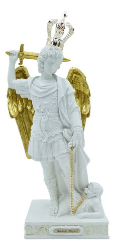 Estatua de San Miguel Monte Gargano Corona de resina blanca 22 cm