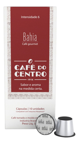 Café em Cápsula Torrado e Moído Bahia Café do Centro Gourmet Caixa 50g 10 Unidades