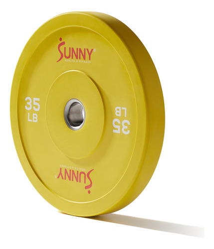 Par De Discos Para Barra Olímpica De Goma De 35 Libras Color Amarillo