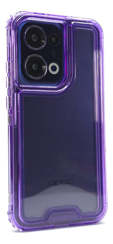 Funda 3 En 1 Para Oppo Reno 13 5g Case Uso Rudo Protector Caramelo - Violeta Oppo Reno 13 5g