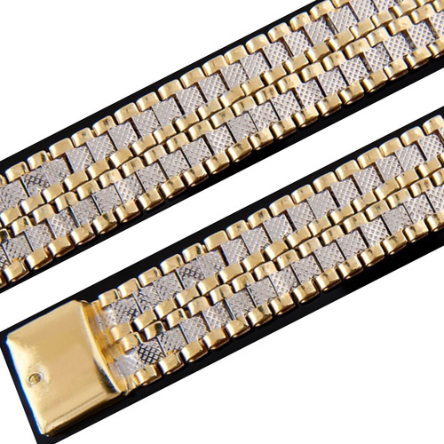 Pulsera Elegante Ror2 12mm Plata Baño Oro24k Duodeluxejoyas®