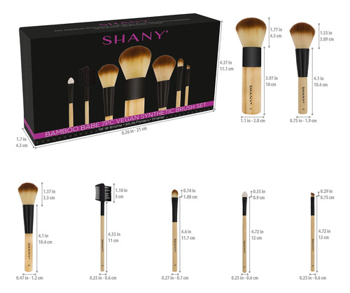 Juego De Brochas De Maquillaje Shany Modelo Bamboo 7 Piezas Color
