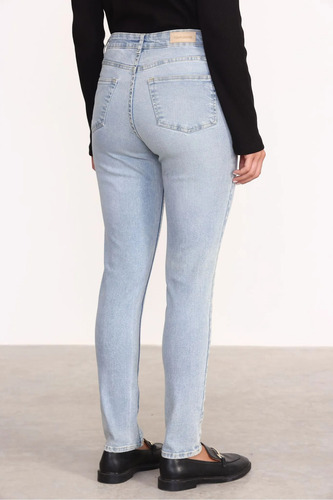 Jean Mujer Tiro Alto Recto Elastizado Vintage Light Yagmour Celeste 32