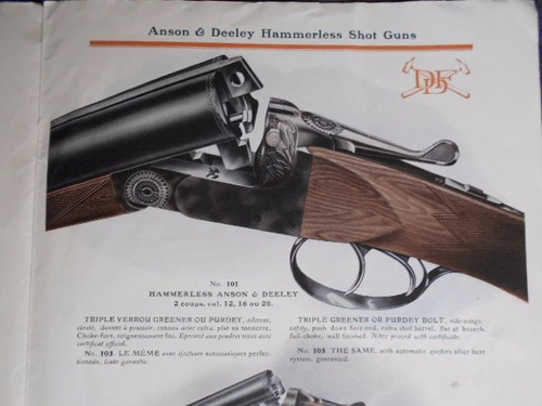 Catálogo Escopetas Fusil Greener  Gun Hammerless Anson 1950