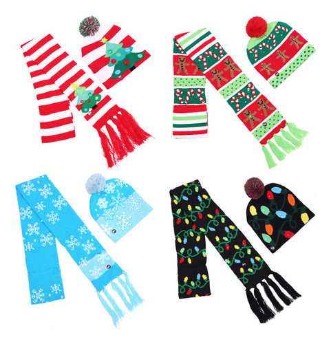 Set De Gorro Y Bufanda Navideños Led