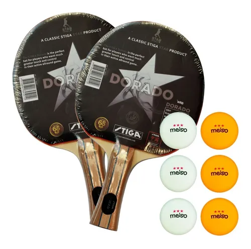 Set 2 Paletas Ping Pong Stiga Dorado + 6 Pelotas Stiga Cup