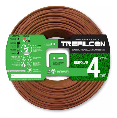 Cable 1x4mm Unipolariram Trefilcon X 35mts (colores)