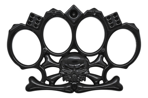 Manopla Puño Americano Negra Para Defensa Personal Seguridad Calavera Negro
