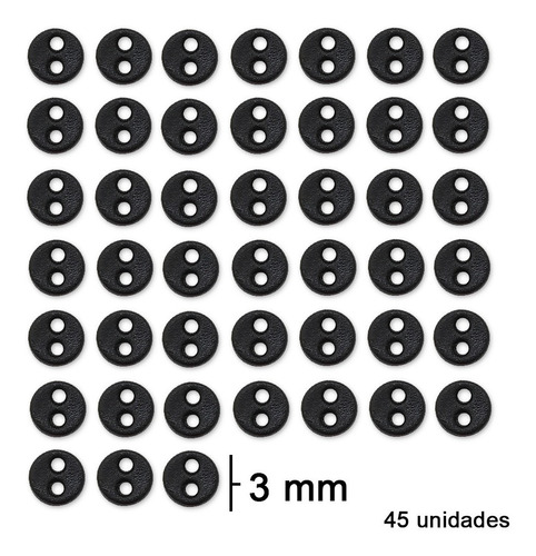 Botão Patchwork We Care About Micro 3mm Com 45 Und Cor 1347- Preto