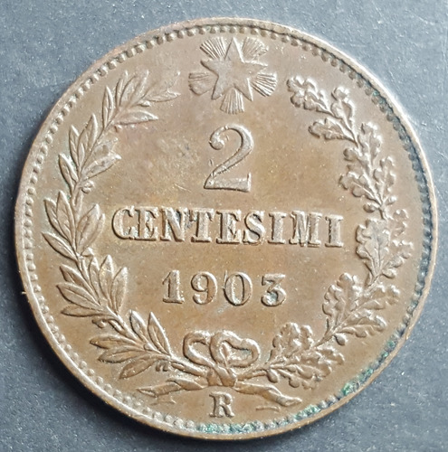 Italia 2 Centesimi 1903 R Error En La Palabra Centesimi