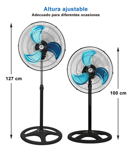 2 Ventiladores De Pedestal Industrial Cm-top 18 Pulgadas Aspas Metálico Con 3 Velocidades Potencia 75w Altura Ajustable Oscilación Horizontal 90° 2 Ventiladores Pie En Una Caja Estructura Negro