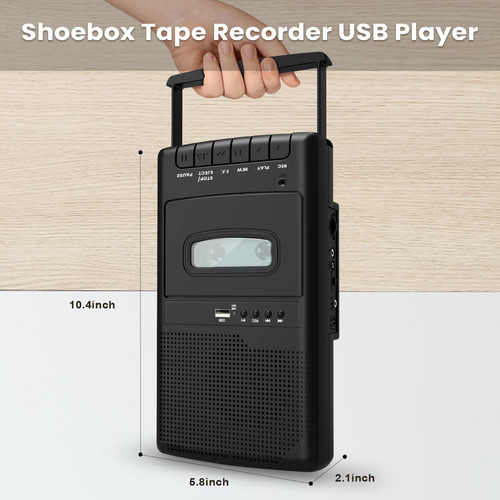 Grabador De Cassette Shoebox Modelo Portátil A Usb Digital Color