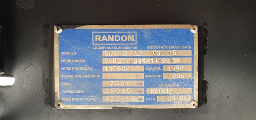 Imagem 4 de 10 de Carga Seca Randon 1998/98 (13.50mt./com Pneus) (8f62)