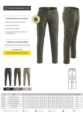 Imagen 2 de 5 de Pantalón Pampero Cargo Elastizado Slim Fit Chupin - No Ombu