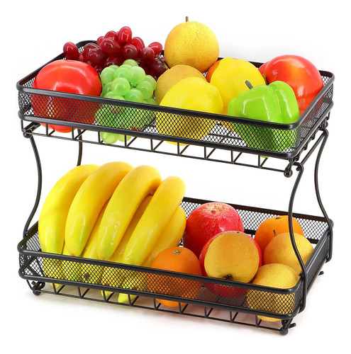 Cesta De Frutas De 2 Niveles Para Mostrador, Frutero De Meta