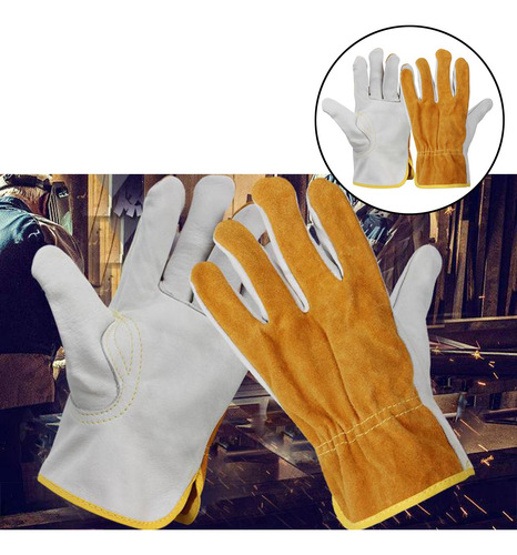 2x Guantes De Soldadura Cuero Protege Las Manos Del Soldador