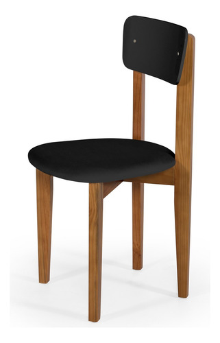 Mesa Elisa de 80 x 80 cm y 2 sillas de comedor de tela de gamuza negra, color negro/negro