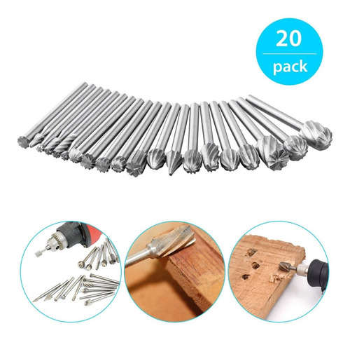 Set De 20 Herramientas Hss, Lima Rotatoria Para Madera,