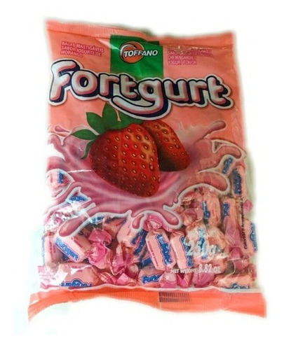 Caramelo Masticable De Yogurt Sabor Frutilla Fortgurt 600g