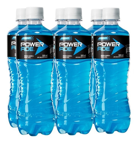Imagen 2 de 5 de Isotónico Powerade Mora Azul Pet 500ml 6 Unidades.