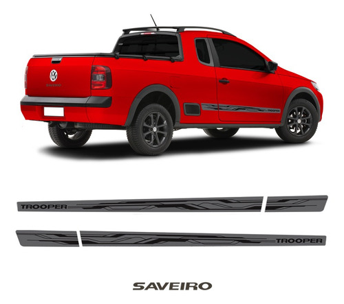 Kit Faixa Saveiro Trooper Grafite 2012/13 + Adesivo Traseiro