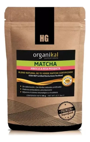 Matcha Hibiscus Y Rosa Mosqueta  En Polvo Hgl - 50 Grs