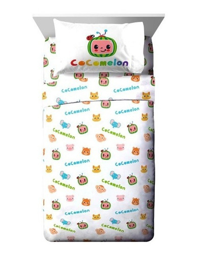 Set Sabanas Individual Cocomelon Niños 3 Piezas Microfibra Diseño De La Tela Dibujo