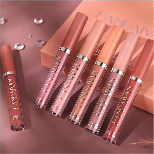 Juego De 6 Lápices Labiales Líquidos Mate, Maquillaje De Lar