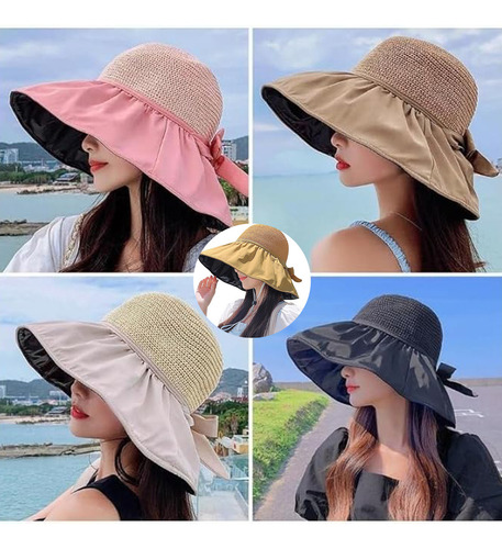 Sombrero Playa Protección Solar De Sol Ala Ancha Gorro Mujer