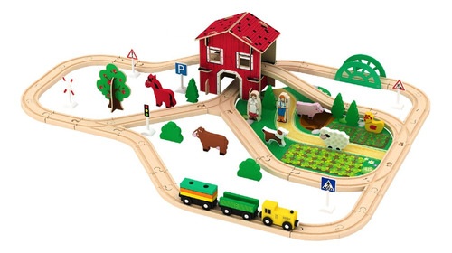 Acool Tren De Granja Madera 77 Pzas Ac7529 Ed