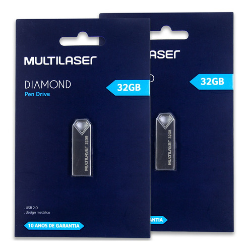 Imagem 1 de 4 de 02 Pen Drive Diamond 32gb Usb Multilaser - 2 Cartelas