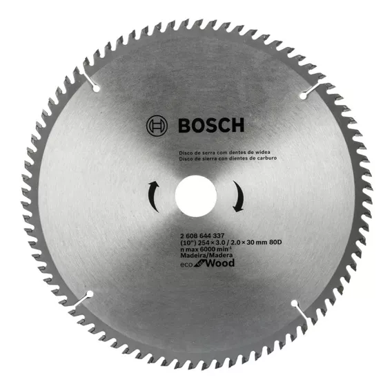  Disco De Corte Bosch Sierra Eco Madera 254mm 10 X 80 D