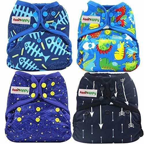 Asenappy One Size Cloth Diaper Cover Snap With Double Gusset