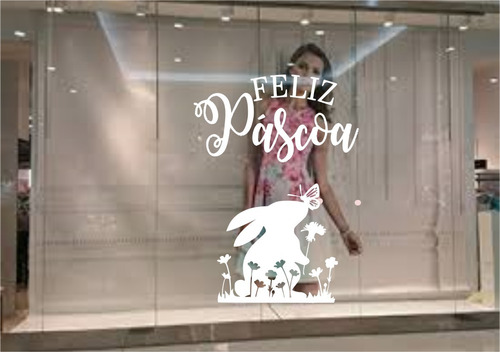 Adesivo Vitrine Feliz Páscoa Loja Condomínio Decoração M14t1