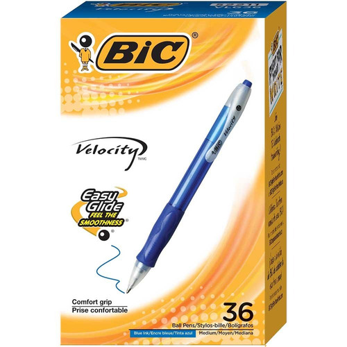 36 Bic Velocity Retractable Ball Pen, Medium Point 1.0mm